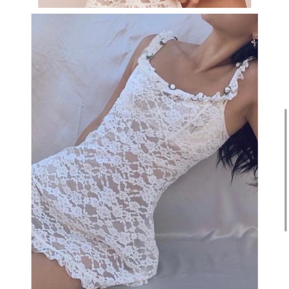 For Love & Lemons x Victoria’s Secret Lou Lace White Floral Slip Mini Dress - Picture 10 of 11